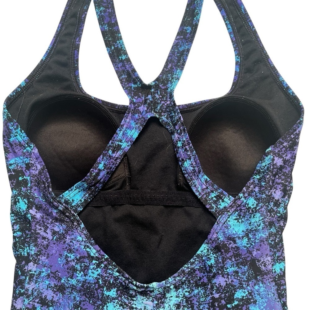 Speedo Proback One-piece Racerback Black Purple Turquoise Size 8 Style #7228752 - Picture 4 of 6